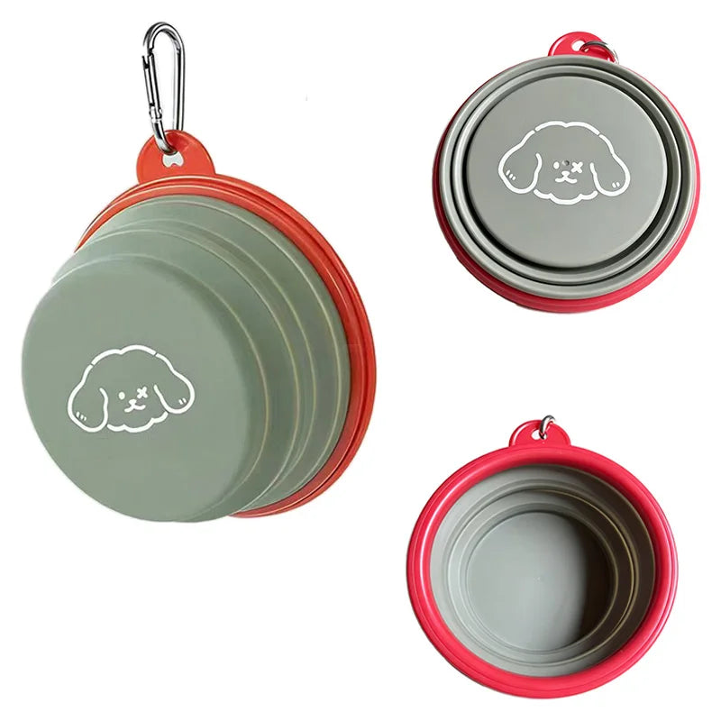 Collapsible Dog Bowl 350ml with Clip for Travel and Walks
