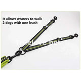 Double Dog Leash Coupler for Two Dogs, Reflective Nylon