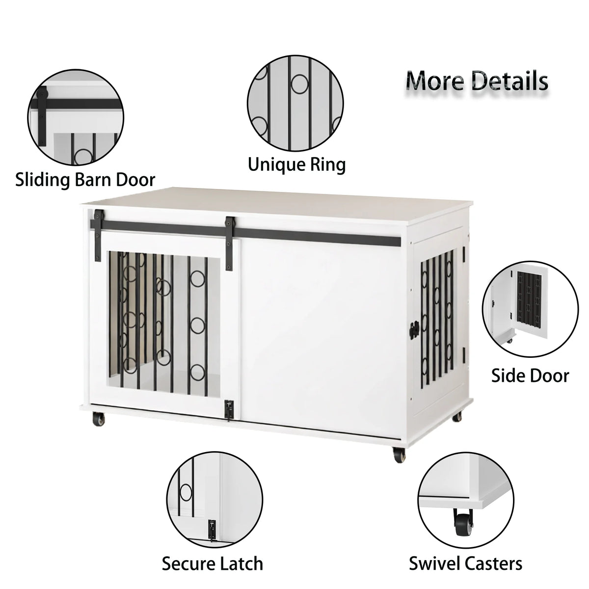Modern Dog Crate Furniture with Sliding Barn Door