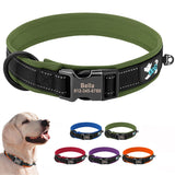 Personalized Dog Collar with Engraved Nameplate, Reflective Padded
