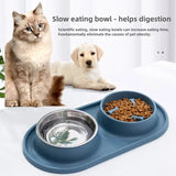 Stainless Steel Double Dog Bowl with Non-Slip Silicone Mat