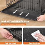 48 Inch Double Door Folding Dog Crate with Leak-Proof Tray