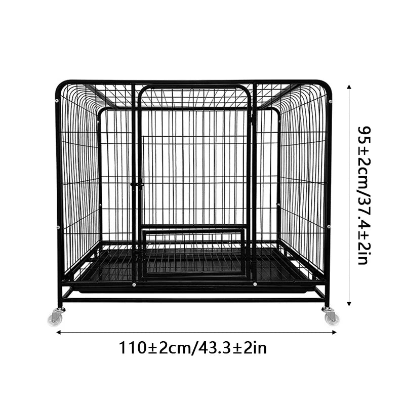 Heavy Duty Metal Dog Crate for Large Dogs with Wheels