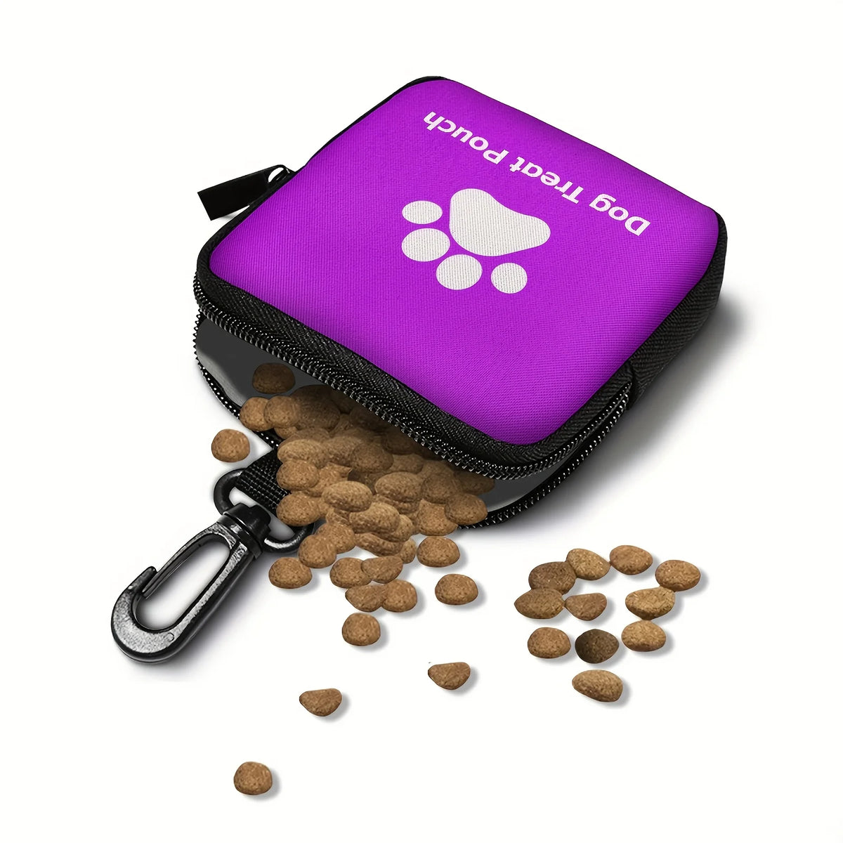 Zippered Dog Treat Pouch with Clip for Walks and Training
