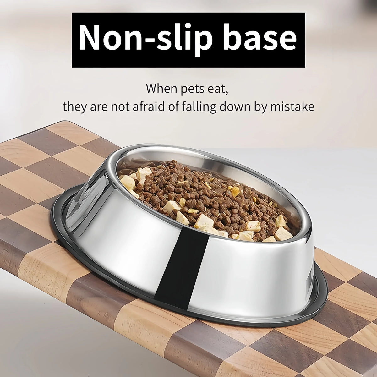 Stainless Steel Dog Bowl with Non-Slip Base, 5 Sizes