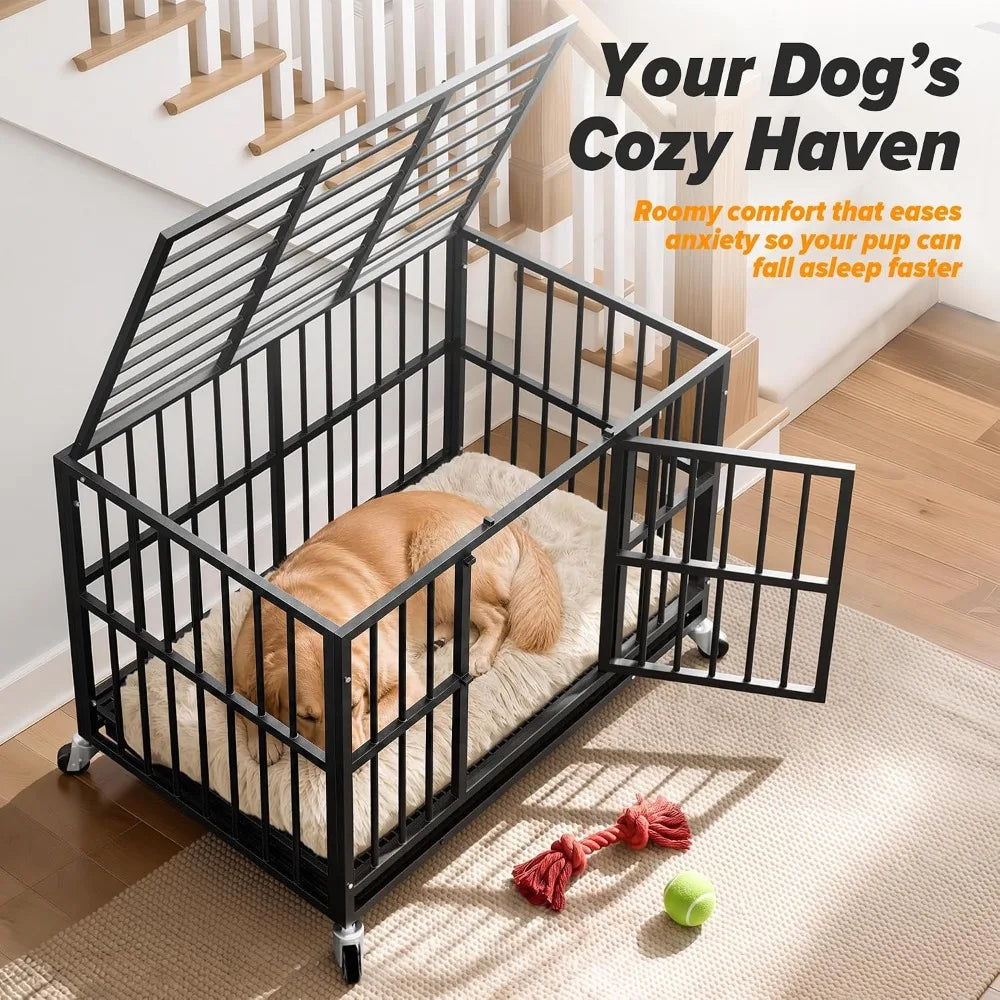 48 Inch Heavy Duty Escape Proof Dog Crate for Large Dogs