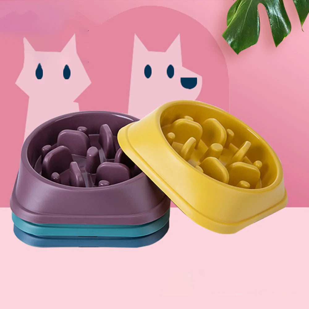 Anti-Gulping Puzzle Dog Bowl with Four Non-Slip Pads, Slow Feeder