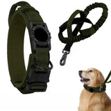 AirTag Dog Collar, Tactical Nylon with Handle and Metal Buckle