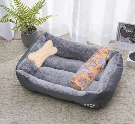 Plush Rectangle Dog Bed with Raised Sides in Candy Colors