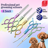 Fenice 6.5 Inch Dog Grooming Scissors Set, Straight, Curved & Thinning