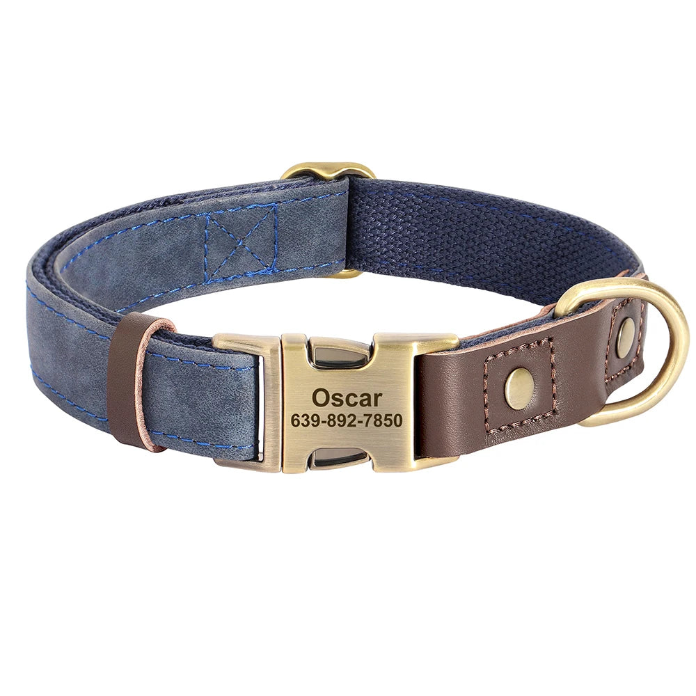 Custom Engraved Buckle Dog Collar with Name and Phone Number