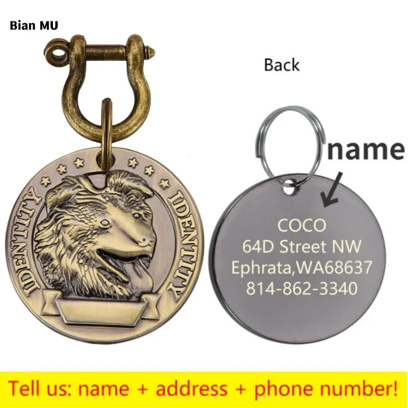 Personalized Engraved Dog ID Tag with Name, Phone and Address