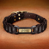 Genuine Leather Personalized Dog Collar for Pitbulls and Large Dogs