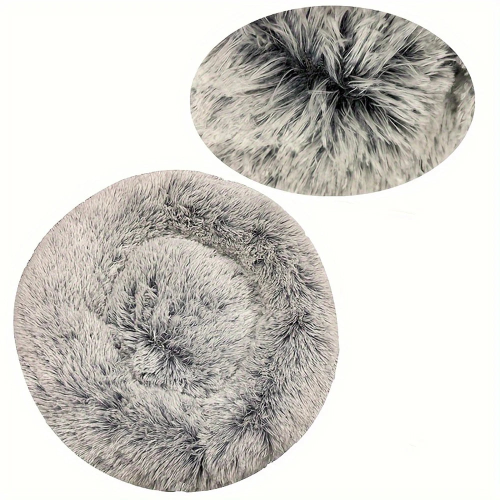Round Plush Dog Bed, Fluffy Donut Bed for Small to Large Dogs