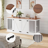 70.8" Farmhouse Double Dog Crate Furniture with Divider