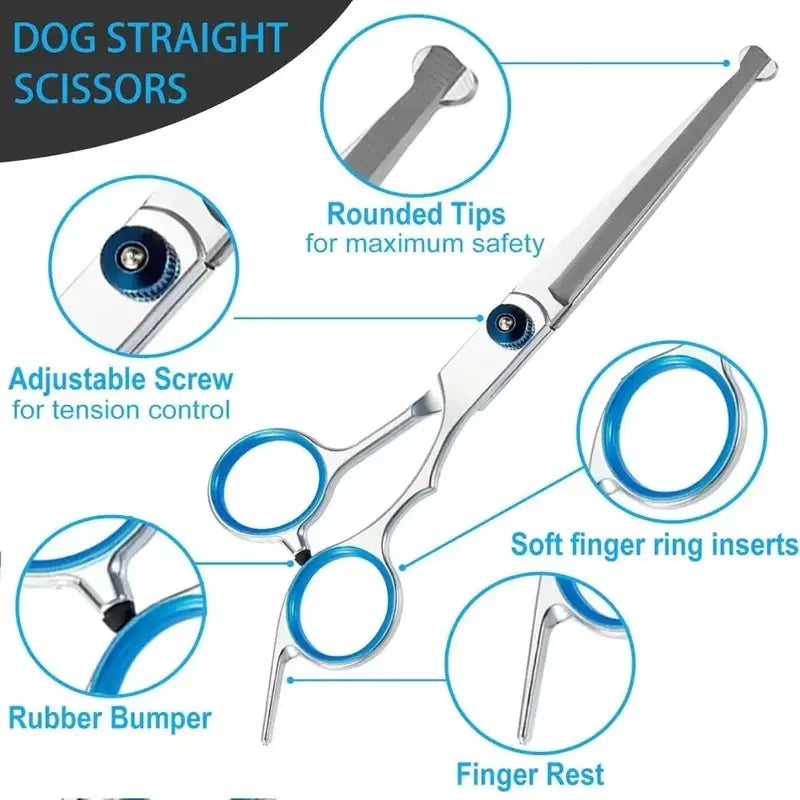 Round Tip Dog Grooming Scissors, Straight or Thinning