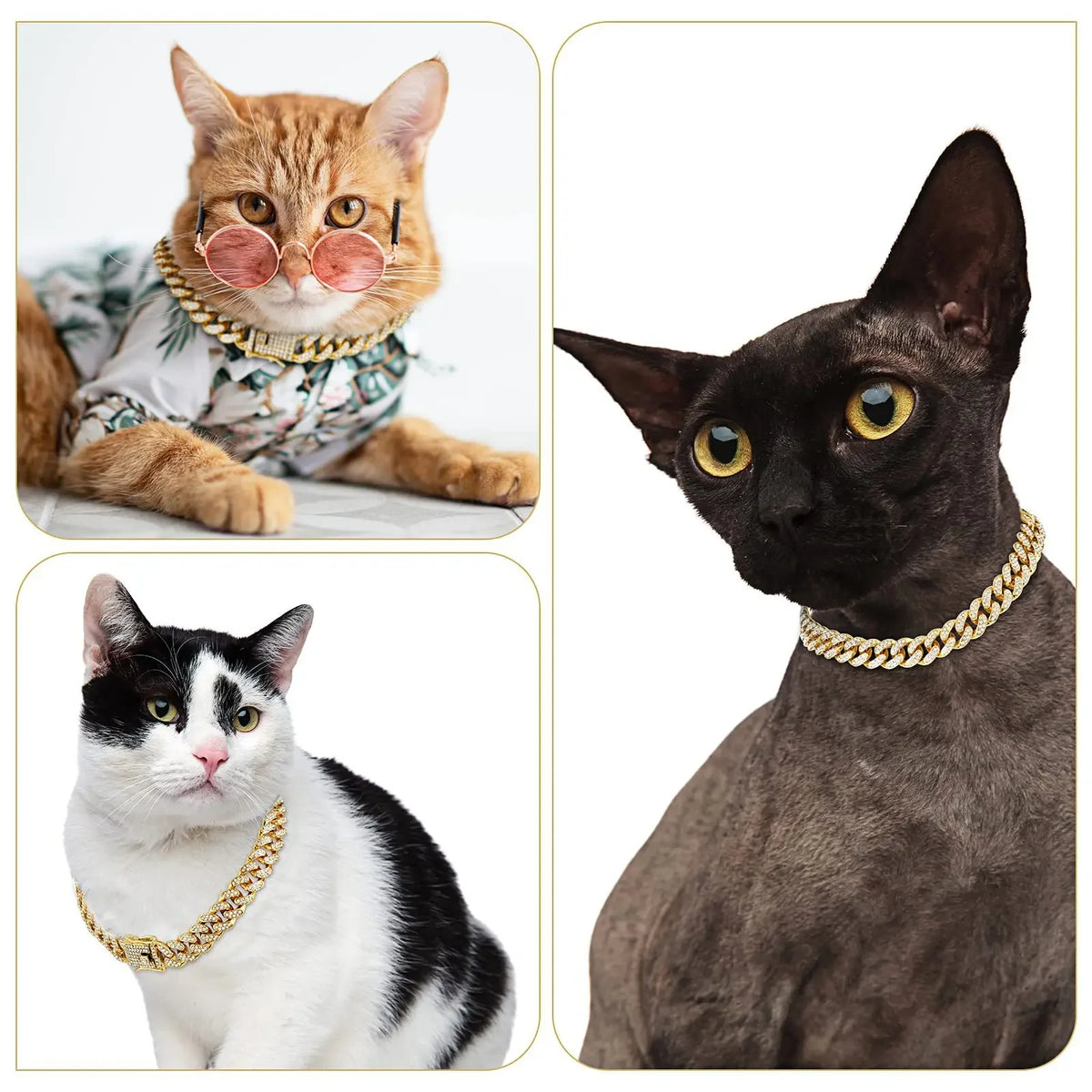 Cuban Link Dog Chain Necklace with Zirconia Stones, 6 Colors