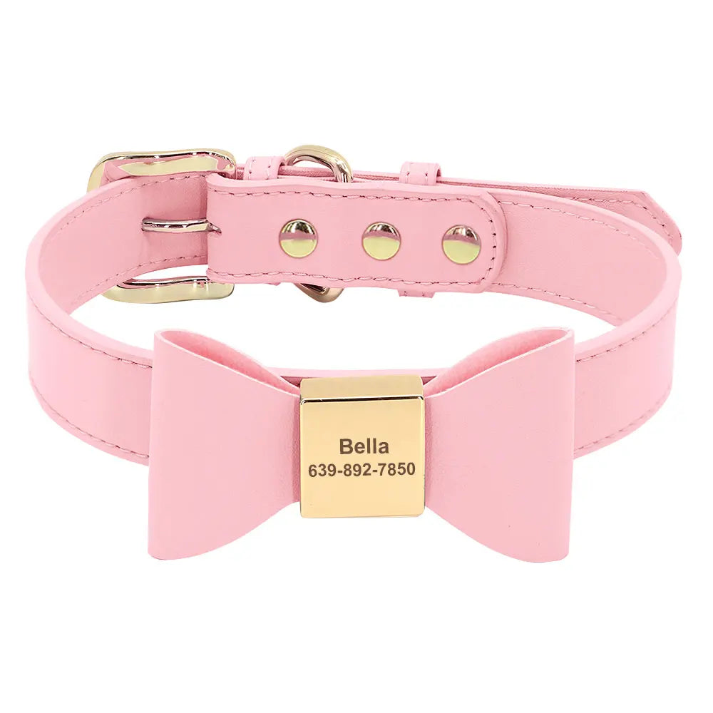 Personalized Bow Dog Collar with Rhinestones for Small Dogs