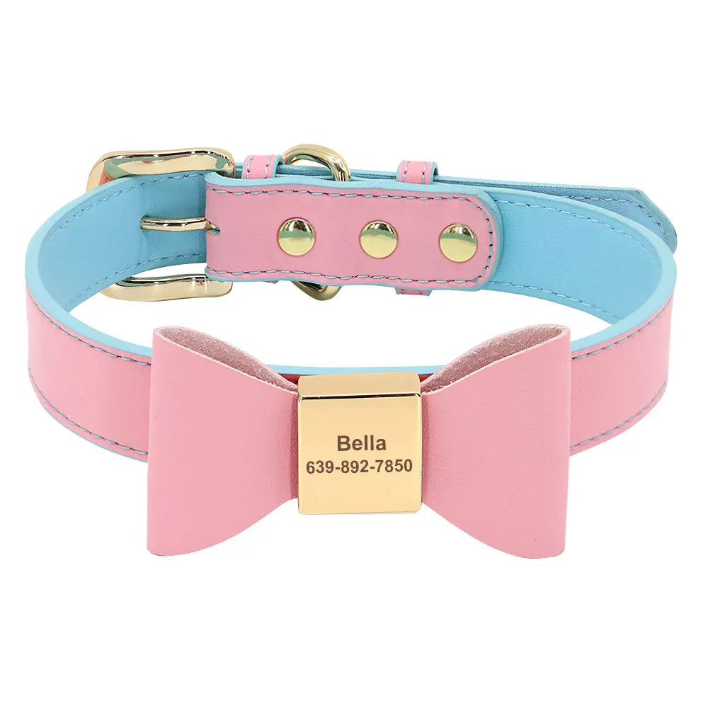 Personalized Bow Dog Collar with Rhinestones for Small Dogs