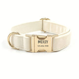 Personalized Velvet Dog Collar with Engraved Name ID Tag