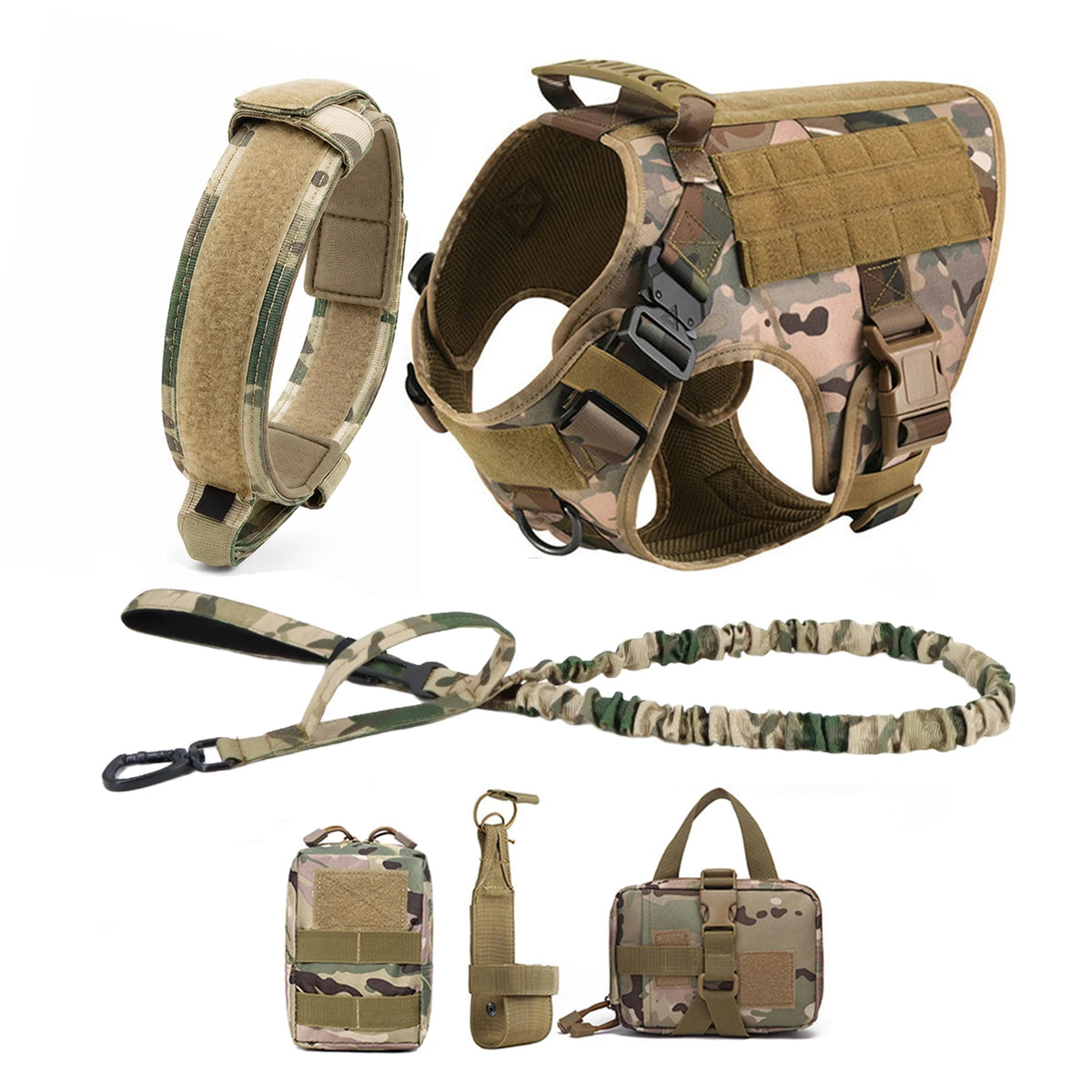 Tactical Dog Harness and Collar Set for Medium & Large Dogs