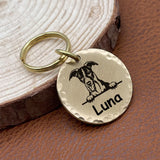 Personalized Brass Dog ID Tag, Hammered or Smooth Round Pet Tag