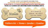 Engraved Dog Face Bone ID Tag, Personalized with Name and Gender