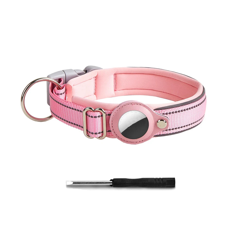 Reflective AirTag Dog Collar with Padded Neoprene Lining, S to XL