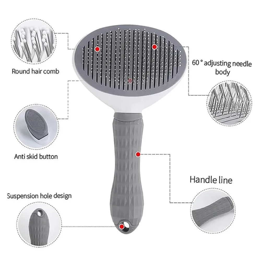 Round Head Self-Cleaning Slicker Brush for Dogs and Cats