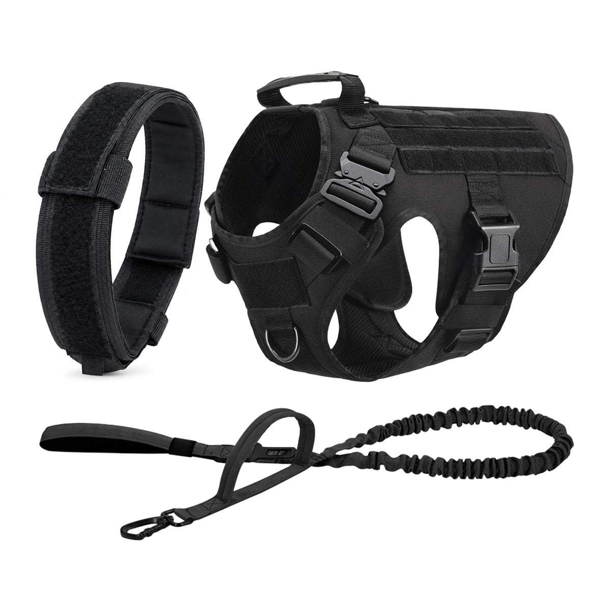 Tactical Dog Harness and Collar Set for Medium & Large Dogs