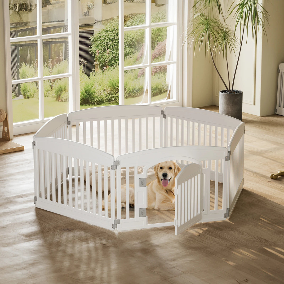 6 Panel Plastic Dog Playpen, 24 Inch Expandable Fence