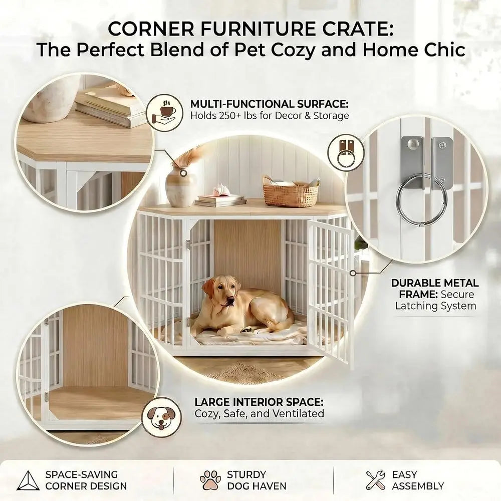 52 Inch Dog Crate Furniture End Table for Large Dogs