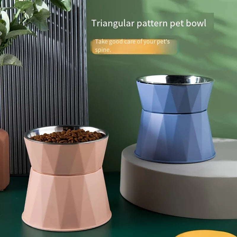 Stainless Steel Raised Dog Bowl with Anti-Slip Anti-Tip Design