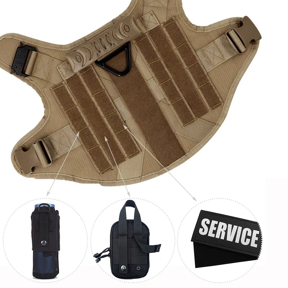 Tactical Dog Harness with MOLLE Panels for Medium & Large Dogs