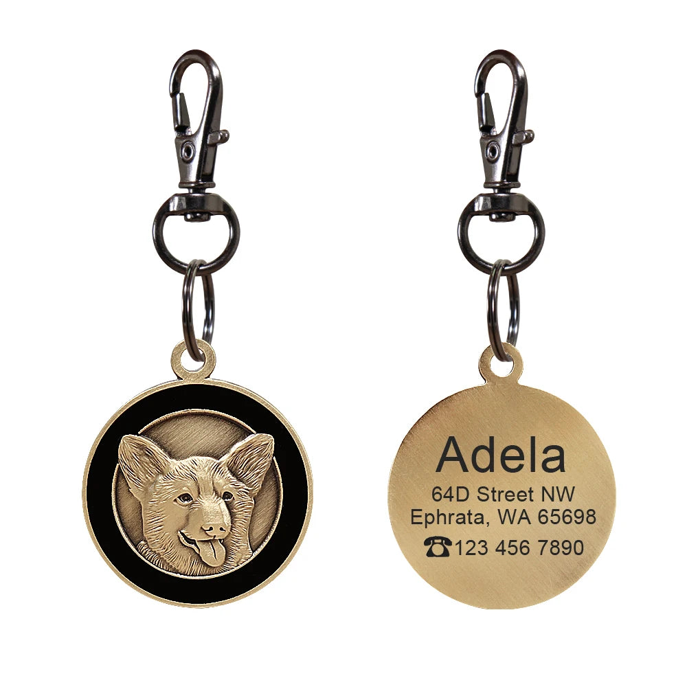 Personalized Dog Breed ID Tag with Engraved Name and Address