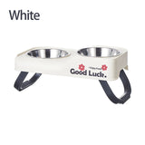 Foldable Elevated Dog Bowl Stand with Double Stainless Steel Bowls