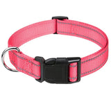 Reflective Nylon Dog Collar, Adjustable, XS to XL in 10 Colors