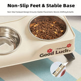 Foldable Elevated Dog Bowl Stand with Double Stainless Steel Bowls