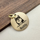 Hand Hammered Brass Dog ID Tag, Personalized Round Pet Tag