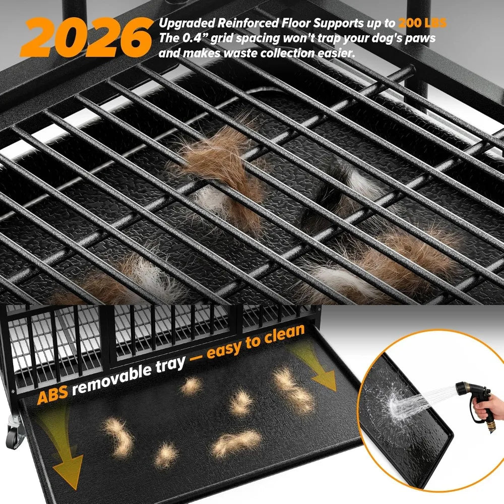 48 Inch Heavy Duty Escape Proof Dog Crate for Large Dogs