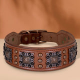 Genuine Leather Spiked Dog Collar, 2 Inch Wide for Large Dogs