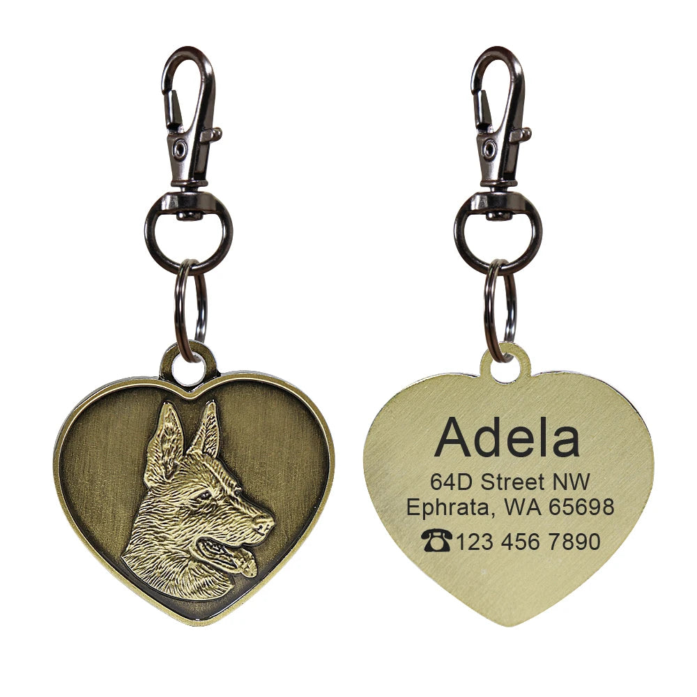 Personalized Dog Breed ID Tag with Engraved Name and Address
