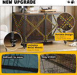 Heavy Duty Dog Crate Furniture with 360° Wheels
