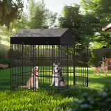 Outdoor Dog Kennel with Roof, Heavy Duty Metal Run