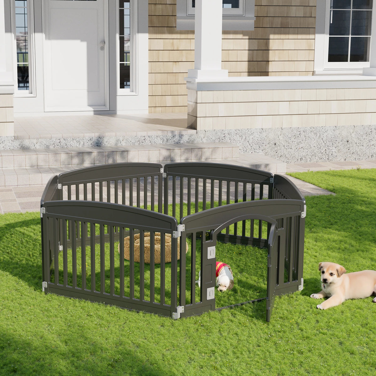 6 Panel Plastic Dog Playpen, 24 Inch Expandable Fence