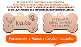 Engraved Dog Face Bone ID Tag, Personalized with Name and Gender