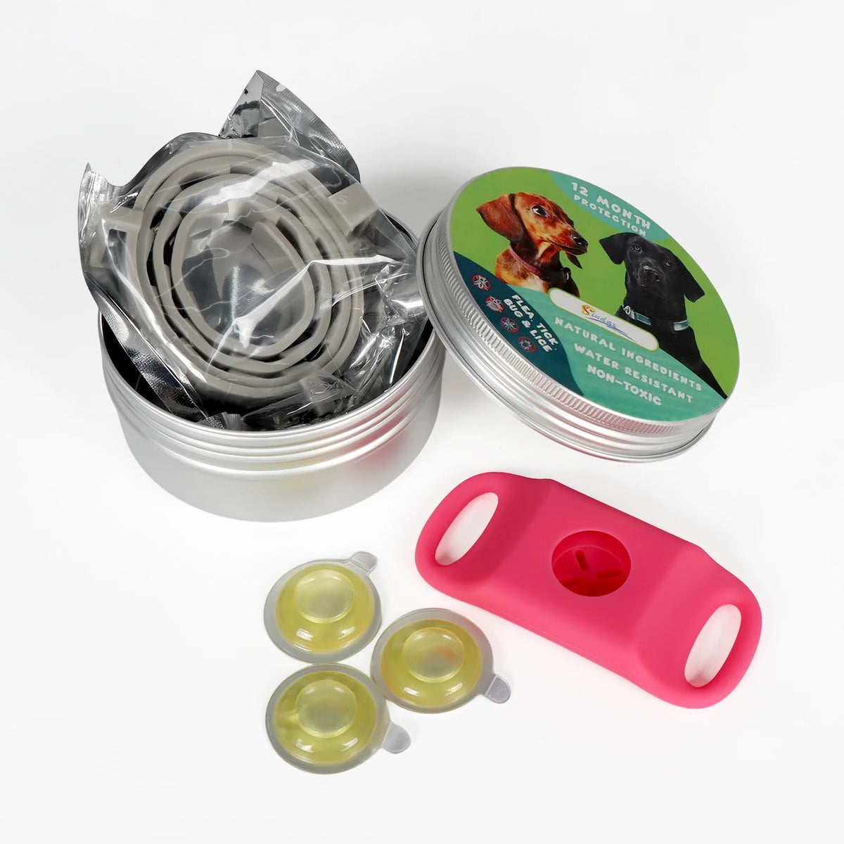 Flea Collar for Dogs with Oil Pendant and 3 Refills, Waterproof