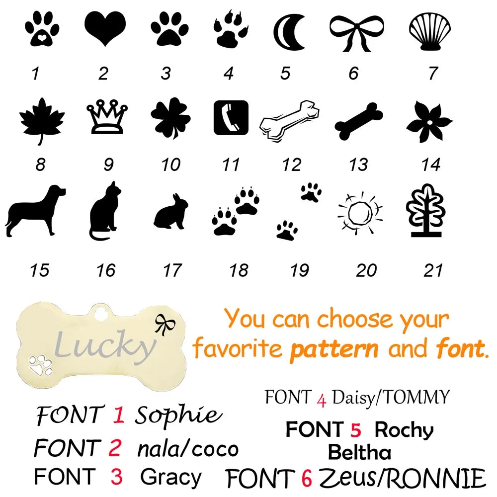 Personalized Dog ID Tag, Engraved Stainless Steel Bone