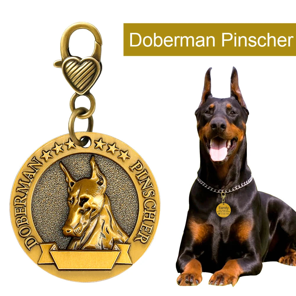 Engraved Copper Finish Dog Tag for Large Dogs, Personalized