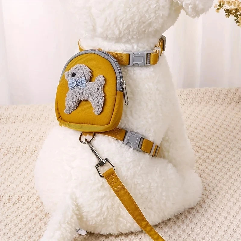 Dog Harness with Backpack and Leash for Small and Medium Dogs